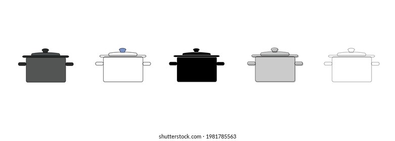 saucepan set vector type icon