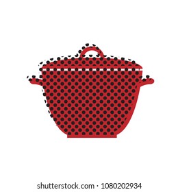Saucepan simple sign. Vector. Brown icon with shifted black circle pattern as duplicate at white background. Isolated.