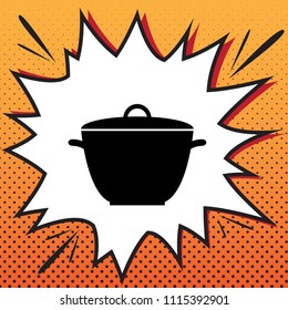 Saucepan simple sign. Vector. Comics style icon on pop-art background.