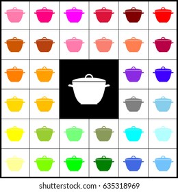 Saucepan simple sign. Vector. Felt-pen 33 colorful icons at white and black backgrounds. Colorfull.