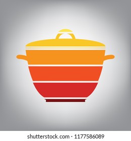 Saucepan simple sign. Vector. Horizontally sliced icon with colors from sunny gradient in gray background.