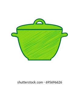 Saucepan simple sign. Vector. Lemon scribble icon on white background. Isolated