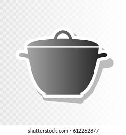 Saucepan simple sign. Vector. New year blackish icon on transparent background with transition.