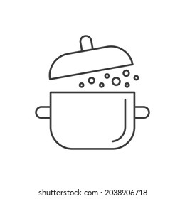 Saucepan, icono del vector de línea de sopa