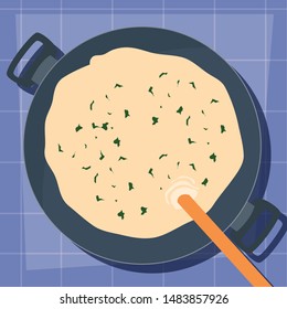saucepan with soup preparation cooking flat design