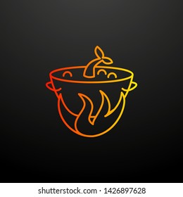 saucepan at the stake nolan icon. Elements of camping set. Simple icon for websites, web design, mobile app, info graphics
