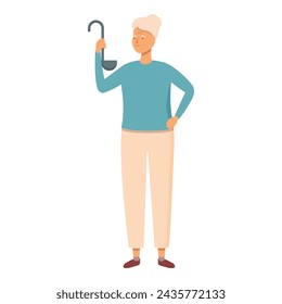 Saucepan tool icon cartoon vector. Female cooking at home. Lifestyle cafe
