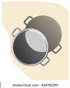 Saucepan. Top view vector object.