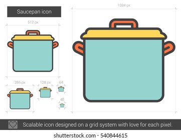 Saucepan vector line icon isolated on white background. Saucepan line icon for infographic, website or app. Scalable icon designed on a grid system.