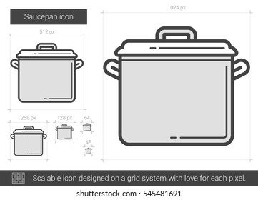 Saucepan vector line icon isolated on white background. Saucepan line icon for infographic, website or app. Scalable icon designed on a grid system.