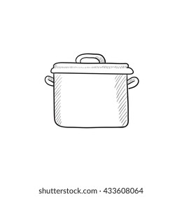 Saucepan vector sketch icon isolated on background. Hand drawn Saucepan icon. Saucepan sketch icon for infographic, website or app.