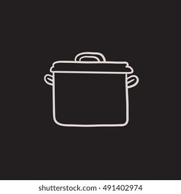 Saucepan vector sketch icon isolated on background. Hand drawn Saucepan icon. Saucepan sketch icon for infographic, website or app.