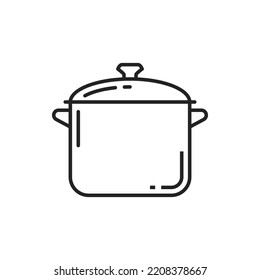 Saucepan vector thin line icon. Kitchen cooking utensils, saucepan symbol - Shutterstock ID 2208378667