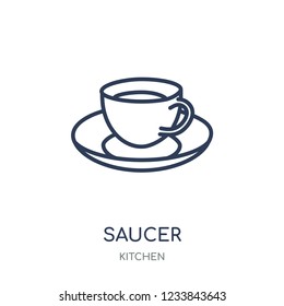 saucer icon. saucer linear symbol design from Kitchen collection. Simple outline element vector illustration on white background