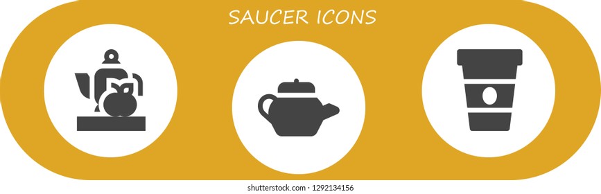  saucer icon set. 3 filled saucer icons. Simple modern icons about  - Teapot, Tea pot, Coffee