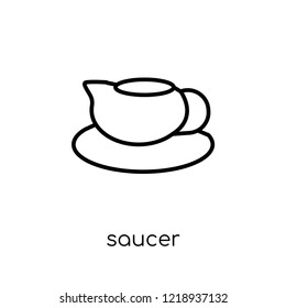 saucer icon. Trendy modern flat linear vector saucer icon on white background from thin line Kitchen collection, outline vector illustration