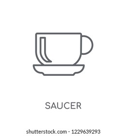 saucer linear icon. Modern outline saucer logo concept on white background from kitchen collection. Suitable for use on web apps, mobile apps and print media.