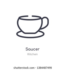 saucer outline icon. isolated line vector illustration from kitchen collection. editable thin stroke saucer icon on white background