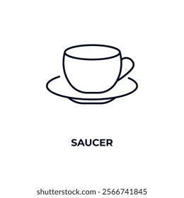 saucer outline icon. Linear vector from kitchen concept. Thin line saucer icon isolated on white background