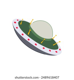 saucer ufo ship cartoon. flying space, space beam, fantasy sky saucer ufo ship sign. isolated symbol vector illustration