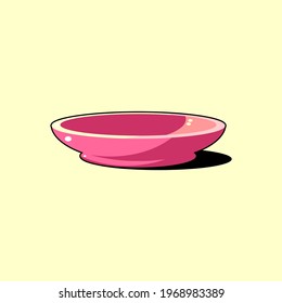 saucer vector design in pink on yellow background