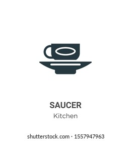 Saucer vector icon on white background. Flat vector saucer icon symbol sign from modern kitchen collection for mobile concept and web apps design.