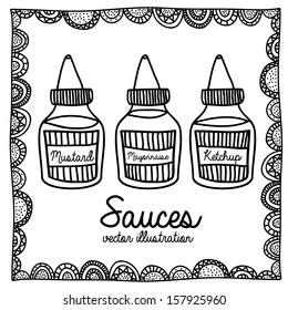 sauces drawing over white background vector illustration