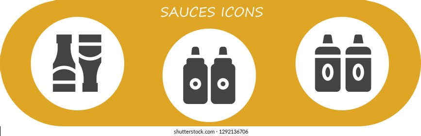  sauces icon set. 3 filled sauces icons. Simple modern icons about  - Sauces