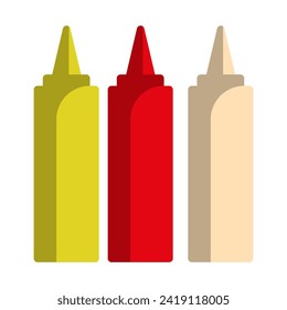 Sauces line icon. Ketchup, mustard, mayonnaise, eggs, olia, tomato, taste, preparation, red, chili. Vector icon for business and advertising