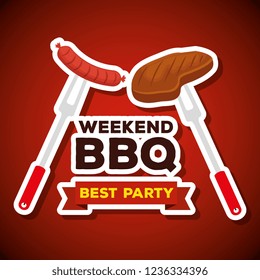 sauces and meat with fork to bbq preparation