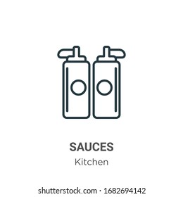 Sauces outline vector icon. Thin line black sauces icon, flat vector simple element illustration from editable kitchen concept isolated stroke on white background