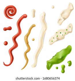 Sauces in Plate Set Top View Portion