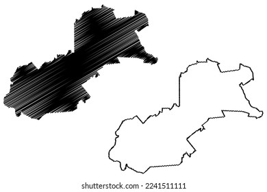 Saucillo municipality (Free and Sovereign State of Chihuahua, Mexico, United Mexican States) map vector illustration, scribble sketch Saucillo map