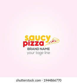 Logo del vector de la pizza de Saucy, comida rápida, logotipo creativo de la pizza de Saucy, diseño de la identidad del Café de comida rápida, logotipo del restaurante,