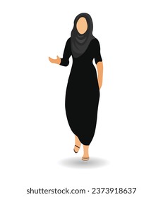 Saudi Arab Hijab girl cartoon vector on white isolated
