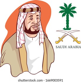 Saudi Arab Man Cartoon Character Vector İllustration