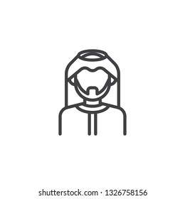 Saudi Arab Man Line Icon. Linear Style Sign For Mobile Concept And Web Design. Arabian Man Outline Vector Icon. Faceless People Avatar Symbol, Logo Illustration. Pixel Perfect Vector Graphics