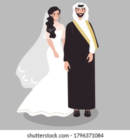 Saudi Arab Wedding vector. Saudi couple illustration 