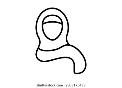 Saudi arab woman icon. middle eastern woman in head scarf,  hijab traditional Arabic islam clothing used by muslim girl. Line icon style design. Simple vector design editable