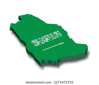 Saudi Arabia 3d vector flag map