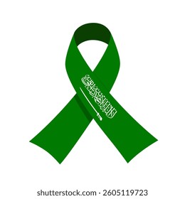 Saudi Arabia awareness ribbon isolated on white background.