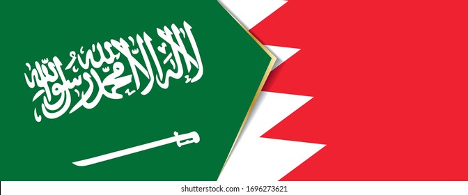 Arabia Saudita y Bahréin banderas, dos vectores símbolo de relación o confrontación.