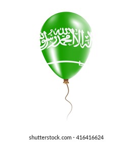 Saudi Arabia balloon with flag, stars and glitter. Bright Air Ballon in Saudi Arabia National Colors. Saudi Arabia Flag Rubber Balloon Flying in the Air. Vector Illustration.