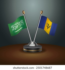 Saudi Arabia - Barbados Cooperation Flag, Dark gradient color Background