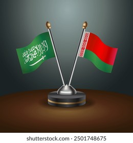 Saudi Arabia - Belarus Cooperation Flag, Dark gradient color Background