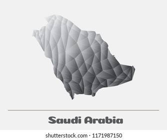 Saudi Arabia Black and White Network Map. Vector logo Illustration