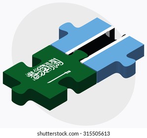 Saudi Arabia and Botswana Flags in puzzle  isolated on white background