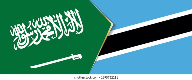 Banderas de Arabia Saudita y Botswana, dos banderas vectoriales símbolo de relación o enfrentamiento.