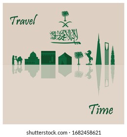 Saudi Arabia buildings. Design for banner, poster or print.