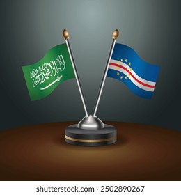 Saudi Arabia - Cape Verde Cooperation Flag, Dark gradient color Background